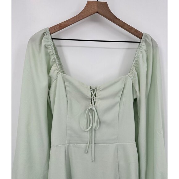 A&F Corset Style Mini Dress Women ST Sage Green Sweetheart Smocked coquette - Picture 2 of 9